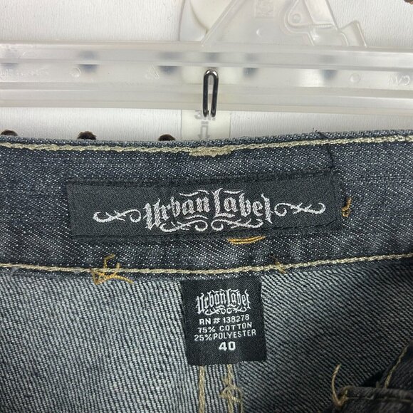 Urban Label Y2K Wide Leg Denim Jeans‎ 38x30 Stitched Blue Streetwear Skate Baggy - Picture 6 of 7